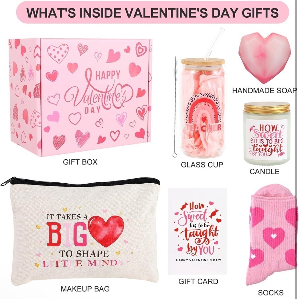 Teacher Appreciation Valentines Day gift box, gift basket for women tumbler soap - Picture 2 of 7